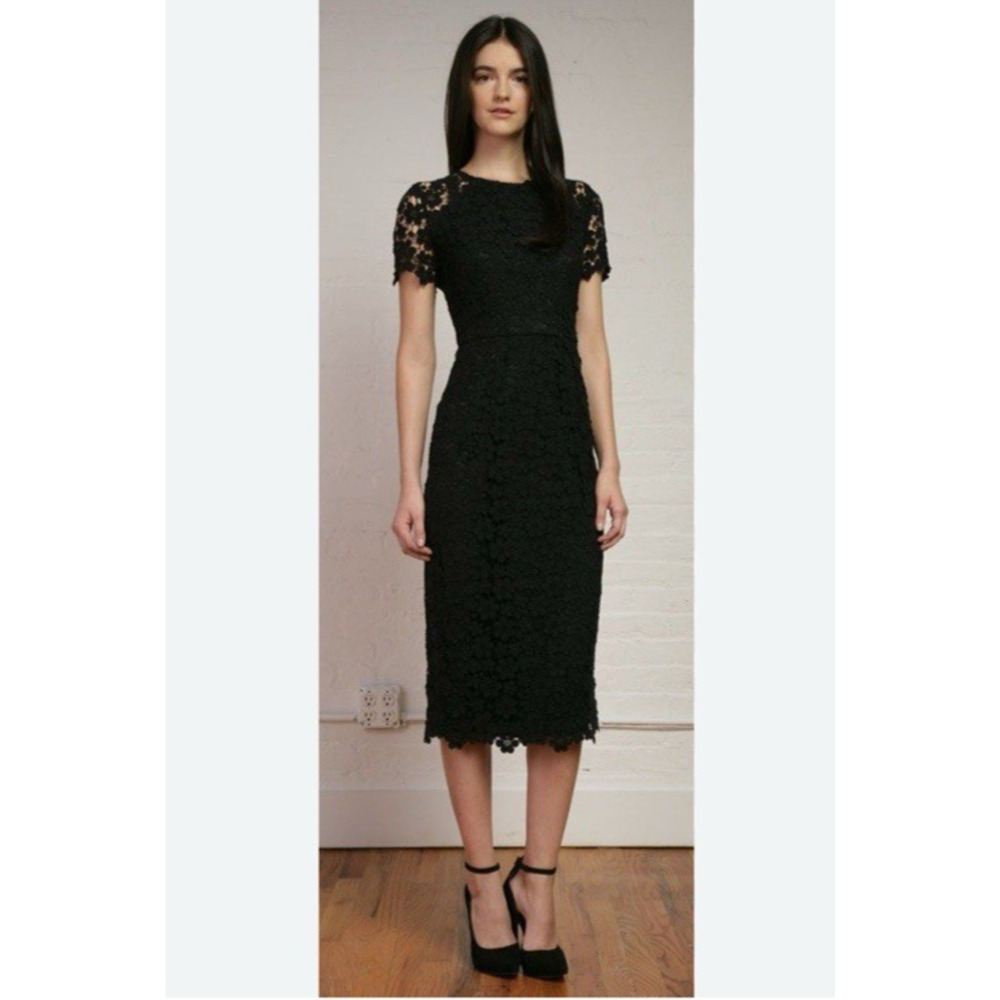 Shoshanna Black Lace Midi Dress